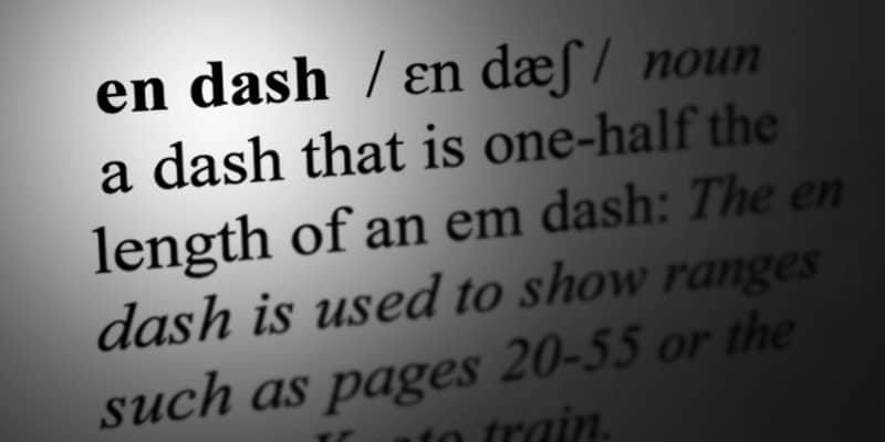 en dash dictionary entry